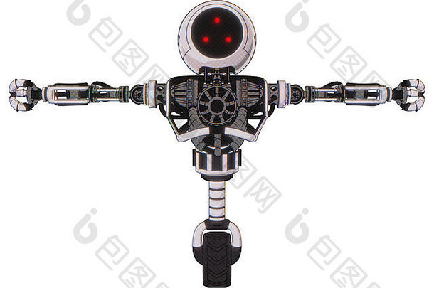 Cyborg元素领导眼睛轮头重上胸部胸部电镀独轮脚踏车轮材料白色半色调显示情况