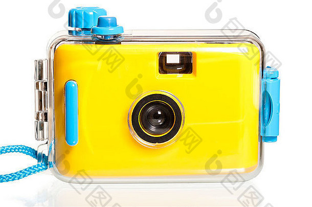 用于水下拍摄的黄色塑料照相机