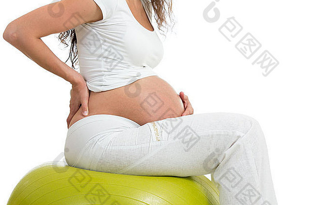 怀孕了女人坐着适合球手回来孤立的