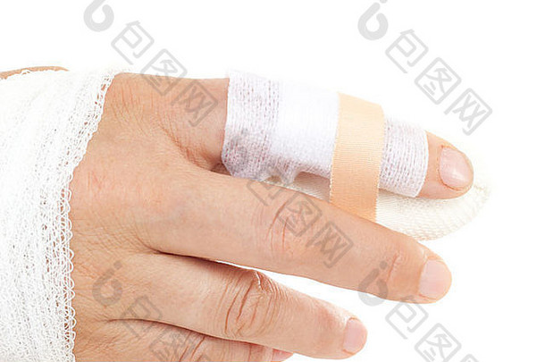 白种人割伤了手指