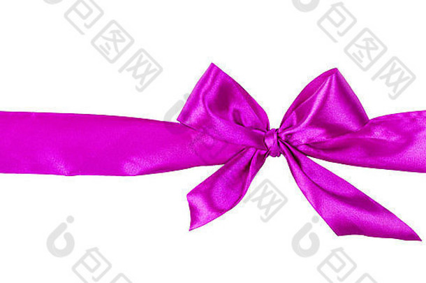 紫色系带蝴蝶结，独立于白色背景