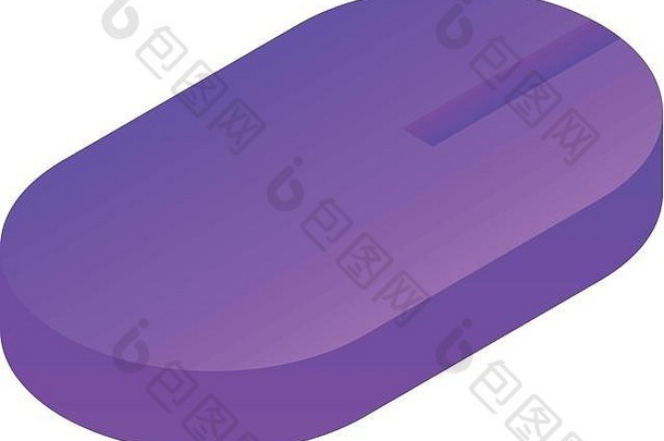 紫罗兰色的鼠标图标等角风格