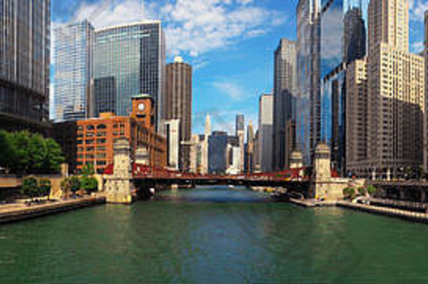 视图东芝加哥河河走大厅街井街桥
