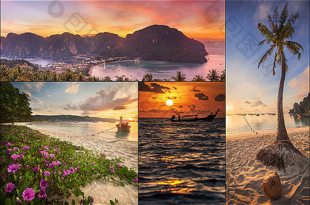 美丽的全景泰国岛屿亚洲
