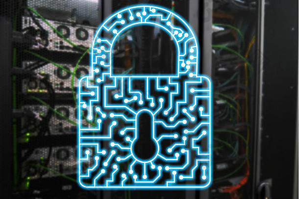 网络安全锁图标信息隐私数据保护互联网技术概念