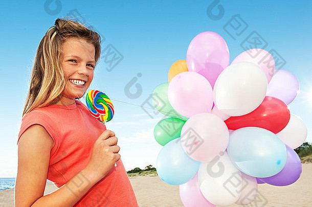 快乐女孩气球甜蜜的糖果