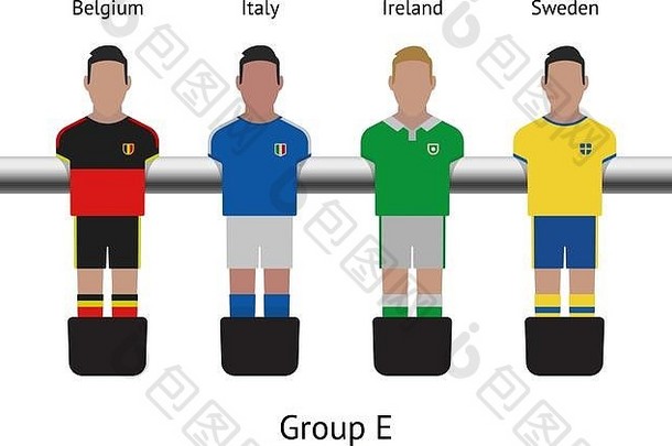 桌上<strong>足球</strong>赛。<strong>足球</strong>运动员套装。比利时、意大利、爱尔兰、瑞典