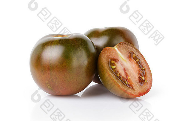 成熟的kumato西红柿，白色背景下分离