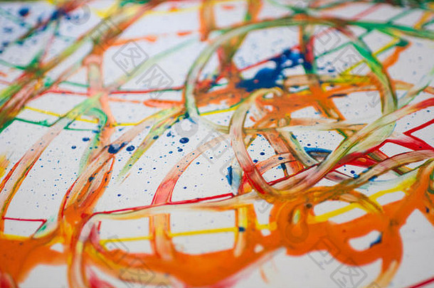 儿童抽象彩色水彩画
