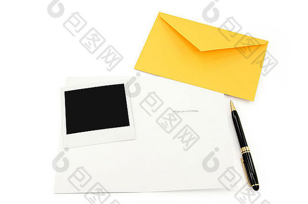 贺卡和黄色信封，沟通理念