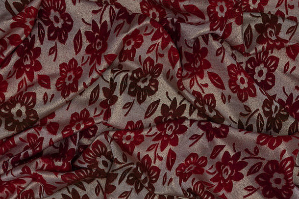细节白色织物红色的花模式