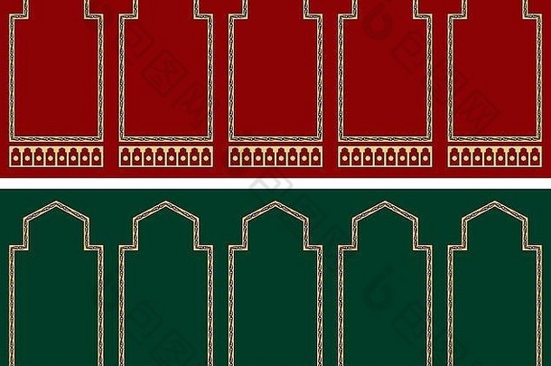 红绿传统伊萨尔米清真寺祈祷地毯图案