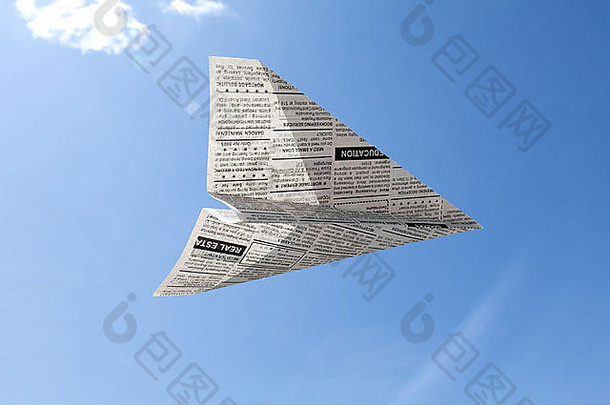 假的报纸飞机分类业务概念