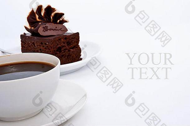 美味的巧克力蛋糕蛋糕奢侈品奶油一流的咖啡