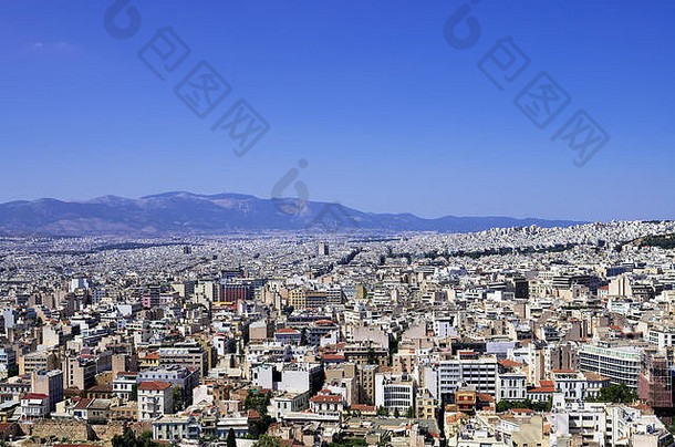 在一个阳光明媚的日子里，从雅典卫城看雅典