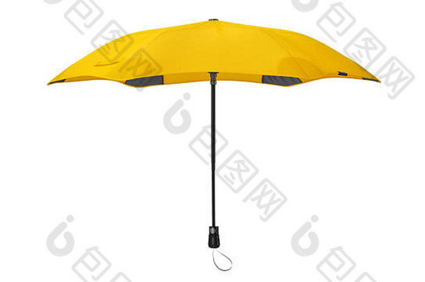 阳伞伞开现代黄色，侧视。三维渲染