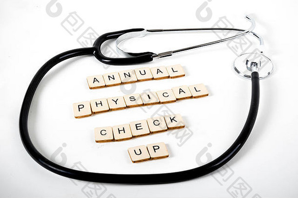 医疗或保健概念，带窥镜和信息年度体检