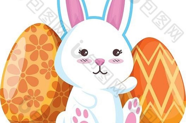 可爱的兔子复活节鸡蛋画