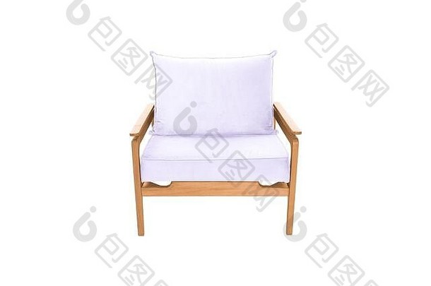 紫色扶手椅。白色背景的现代设计师座椅。纹理椅子。