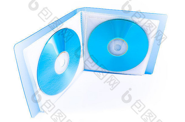 白色隔离透明袋中的CD光盘