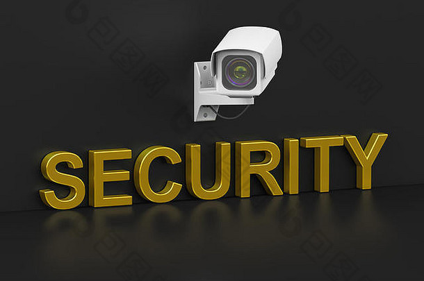 安全监测相机安全概念呈现孤立的黑色的背景