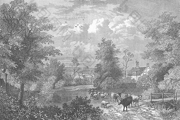 伦敦：诺丁山和贝斯沃特：1750年，仿古印刷品1880年