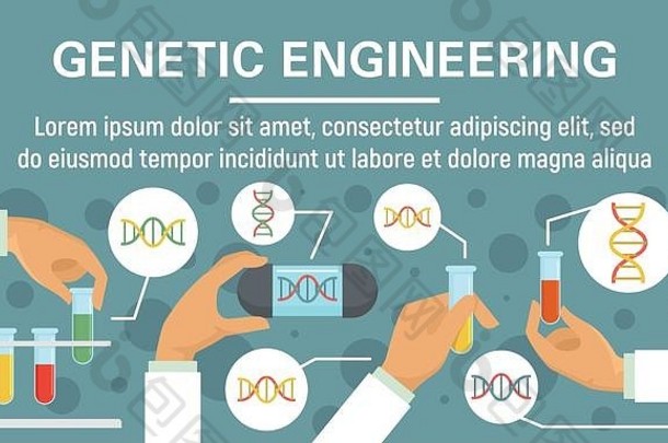 Dna<strong>基因工程</strong>概念横幅。用于网页设计的dna<strong>基因工程</strong>载体概念横幅平面图