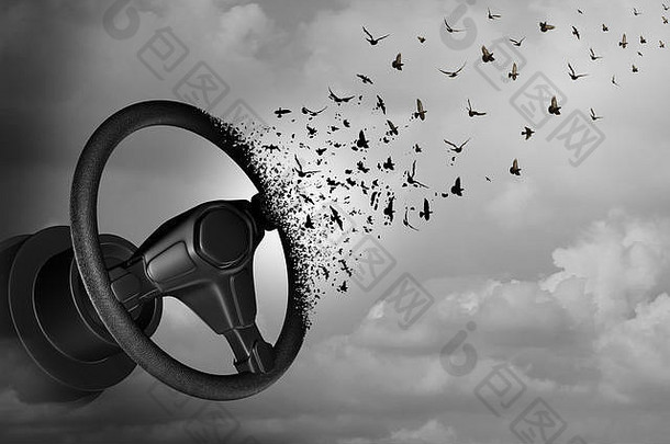 自动驾驶和自动驾驶自我驾驶的概念，作为一个自动方向盘转变为鸟类作为一个超现实的<strong>汽</strong>车想法或飞行<strong>汽</strong>车。