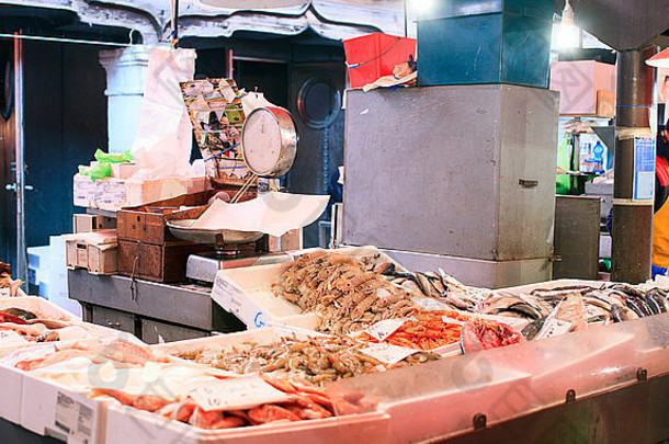意大利Chioggia的鱼类市场视图