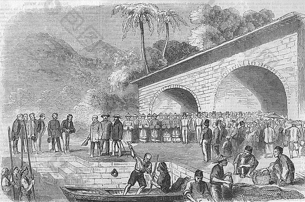 1857年，马来西亚埃尔金伯爵在槟城启程前往中国。图文并茂的伦敦新闻