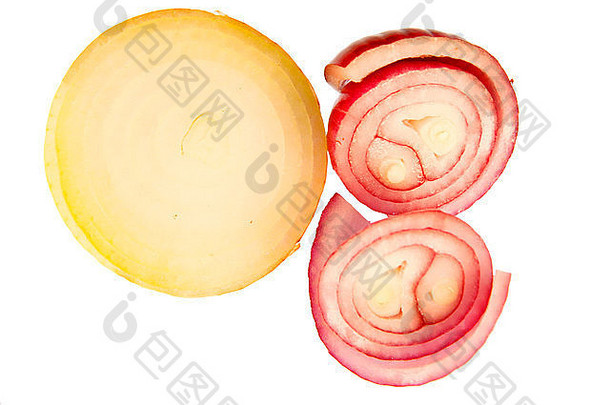weisse und rote Zwiebeln/白洋葱和红洋葱-Symbolbild Nahrungsmittel。