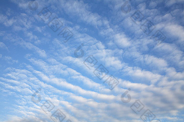 高积云udulatus长行白色云明亮的蓝色的天空