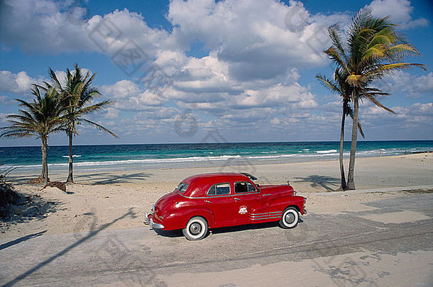 古董车海滩古巴