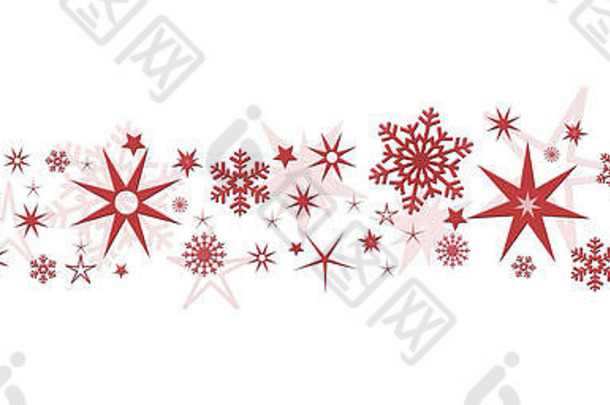圣诞装饰星星雪花-隔离在白色背景上