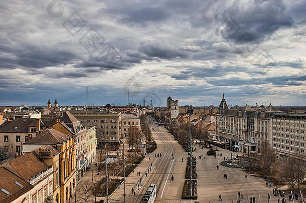 视图<strong>城市</strong>德布勒森匈牙利拍摄主要广场