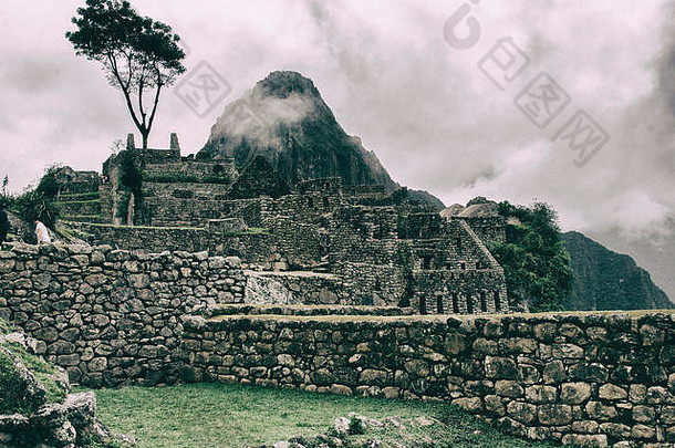 安第斯山脉的马丘比丘古城遗址。联合国教科文组织世界遗产。秘鲁。南美洲。没有人。