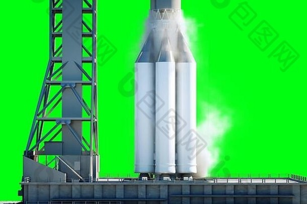 火箭开始空间发射系统隔离绿色屏幕呈现