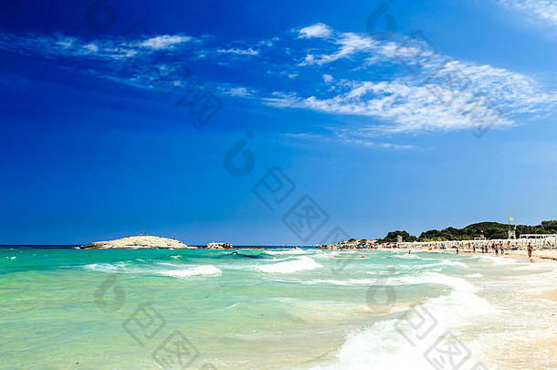 一天海滩撒丁岛热夏天
