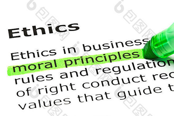 “道德原则”以绿色突出显示，标题为“道德”