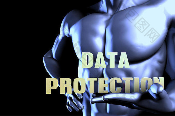 数据保护业务男人。持有概念