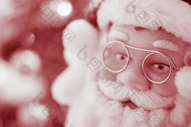 肖像圣诞老人老人脸眼镜红色的语气