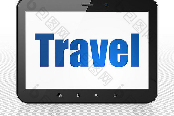 旅行理念：平板电脑，带旅行显示屏