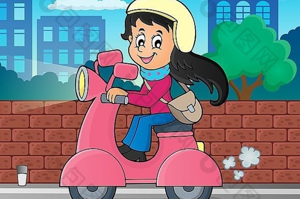 摩托车上的女孩主题图片2-图片插图。