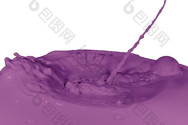 紫罗兰色的油漆溅在白色的地板上