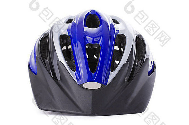 白色背景上隔离的自行车头盔///自行车切口设备mtb山地自行车头部保护运动现代通风口