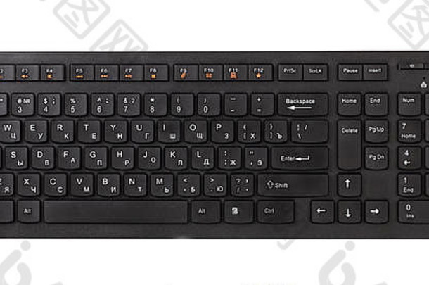 黑色的电脑键盘孤立的白色背景