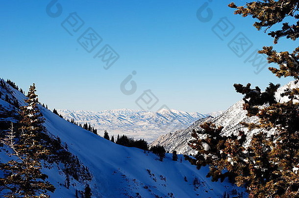 从犹他州阿尔塔<strong>滑雪</strong>场的顶部俯瞰。