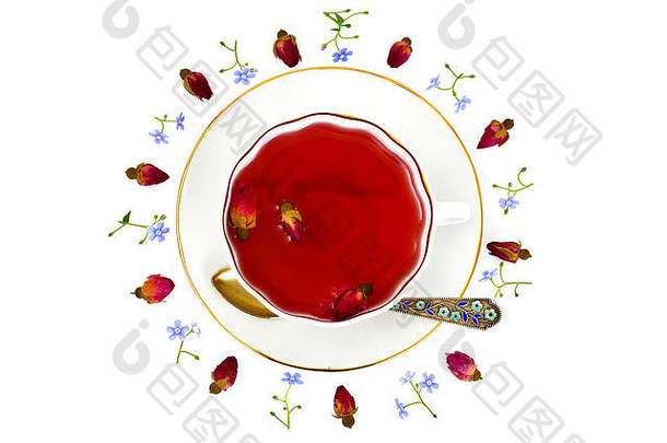 红色的玫瑰芙蓉茶花