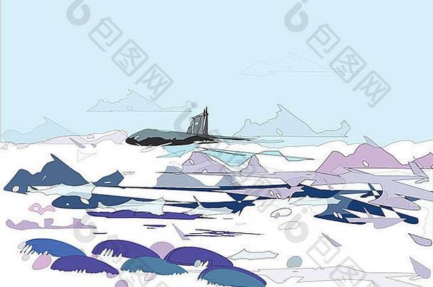 南极景观冰潜艇