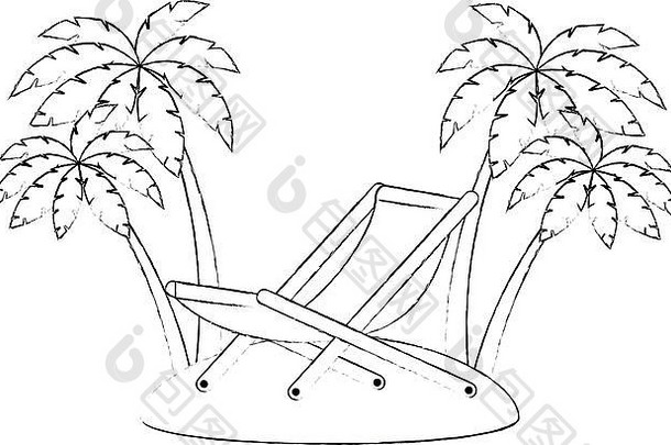 木海滩椅子海景